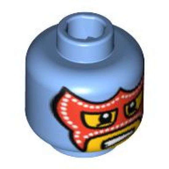 Minifigure, Head Balaclava with Eye and Mouth Holes, Red Mask and White Pupils Pattern - Blocked Open Stud