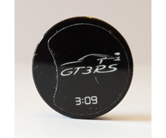 Tile, Round 2 x 2 with Bottom Stud Holder with 'GT3RS', '3:09' and Porsche GT3RS Outline Pattern (Sticker) - Set 42056
