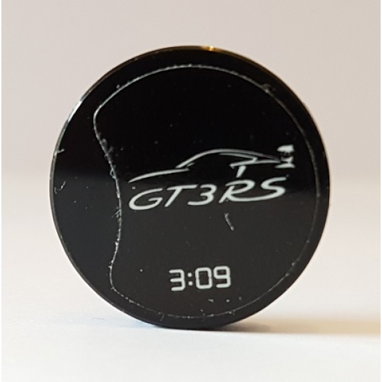 Tile, Round 2 x 2 with Bottom Stud Holder with 'GT3RS', '3:09' and Porsche GT3RS Outline Pattern (Sticker) - Set 42056
