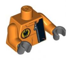 Torso Agents Villain with Zipper & Villain Logo on Back Pattern / Orange Arms / Dark Bluish Gray Hands