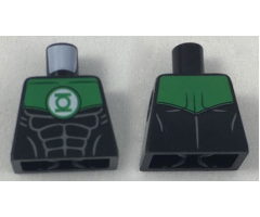 Torso Muscles Outline with Green Lantern Logo on White Background and Green Shoulders Pattern