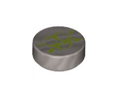 Tile, Round 1 x 1 with Lime Ultra Agents Toxic Symbol Pattern