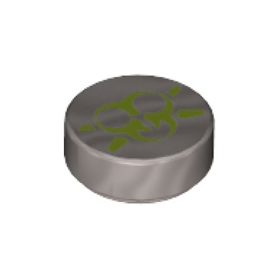 Tile, Round 1 x 1 with Lime Ultra Agents Toxic Symbol Pattern