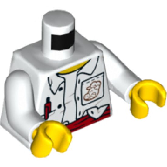 Torso Unbuttoned Shirt, Red Pen and Sash, Orange Splotch, Pigsy Logo on Pocket and Back Pattern / White Arms / Yellow Hands