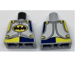 Torso Silver Armor Plates with Black Batman Logo in Gold Oval Pattern