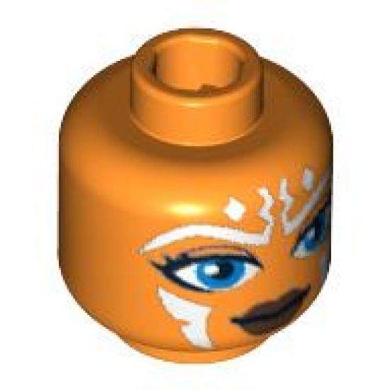 Minifigure, Head Alien with Blue Eyes and White Lines Pattern (SW Ahsoka) - Blocked Open Stud
