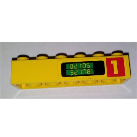 Brick 2 x 6 with Number 1 and '021:05 321:78' Pattern on Both Sides (Stickers) - Set 1256