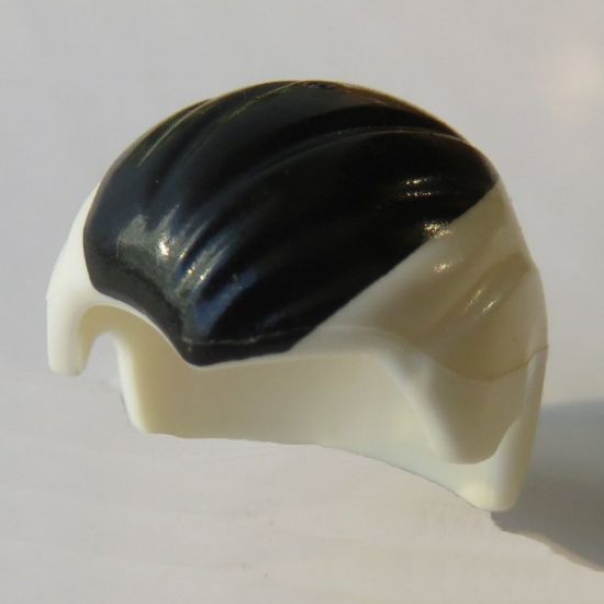 Minifigure, Hair Combed Front to Rear with Black Wide Streak on Top Pattern