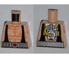 Torso Batman Muscles Outline with Black Suspenders and Silver Belt, Yellow Hoses on Back Pattern
