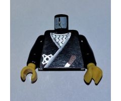 Torso Castle Ninja Wrap, Brown Dagger, Silver Star, Silver Zigzags Pattern / Black Arms / Yellow Hands