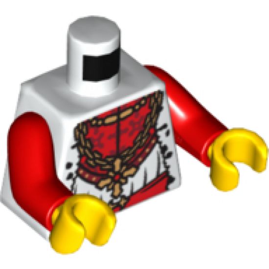 Torso Castle Kingdoms Gold Chain with Cross and Fur Trim Pattern / Red Arms / Yellow Hands
