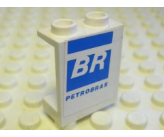 Panel 1 x 2 x 2 - Hollow Studs with 'BR' and 'PETROBRAS' Pattern Model Right (Sticker) - Set 8374