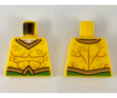 Torso Gold Collar, Scale Lines, and Belt, Dark Orange Muscle Contours Pattern