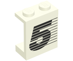 Panel 1 x 2 x 2 - Solid Studs with Black Number 5 and Lines Pattern