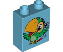 Duplo, Brick 1 x 2 x 2 with Bird Skully the Parrot Pattern