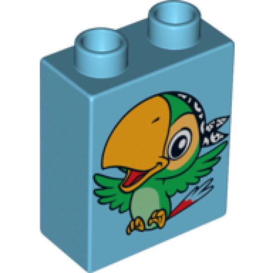 Duplo, Brick 1 x 2 x 2 with Bird Skully the Parrot Pattern