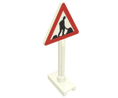 Road Sign Triangle with Worker and 2 Piles Pattern (Undetermined Men Type)