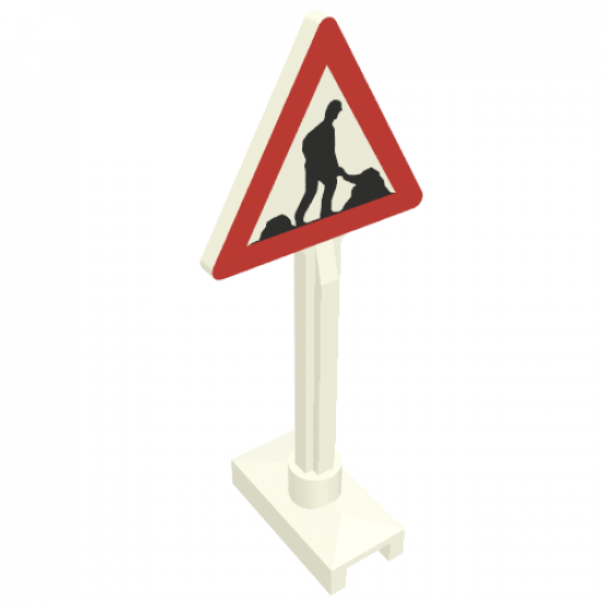 Road Sign Triangle with Worker and 2 Piles Pattern (Undetermined Men Type)