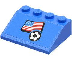 Slope 33 3 x 4 with Flag of USA and Soccer Ball on Blue Background Pattern (Sticker) - Set 3406