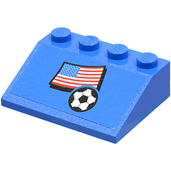 Slope 33 3 x 4 with Flag of USA and Soccer Ball on Blue Background Pattern (Sticker) - Set 3406