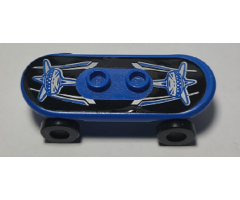 Minifigure, Utensil Skateboard with Trolley Wheel Holders with Silver and Blue Logo Pattern and Black Trolley Wheels (42511pb29 / 2496)
