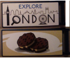 Flag 7 x 3 with Rod with 'EXPLORE LONDON' / Biscuits Pattern Model Right Side (Stickers) - Set 10258