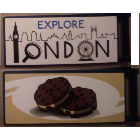 Flag 7 x 3 with Rod with 'EXPLORE LONDON' / Biscuits Pattern Model Right Side (Stickers) - Set 10258