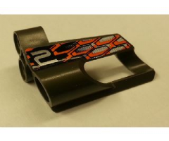 Technic, Panel Fairing # 6 Small Short, Large Hole, Side B with '2', Silver, Black and Orange Pattern (Sticker) - Set 8468
