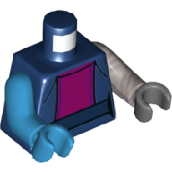 Torso Female Magenta Center Panel Pattern / Flat Silver Arm Left / Dark Azure Arm and Hand Right / Dark Bluish Gray Hand Left