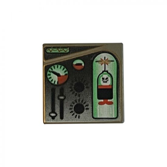 Tile 2 x 2 with Green and Red Ogel Orb and Gauges Pattern