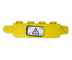 Hinge Brick 1 x 4 Locking, 9 Teeth with Black Electricity Danger Sign on White Background Pattern Model Right Side (Sticker) - Set 7248