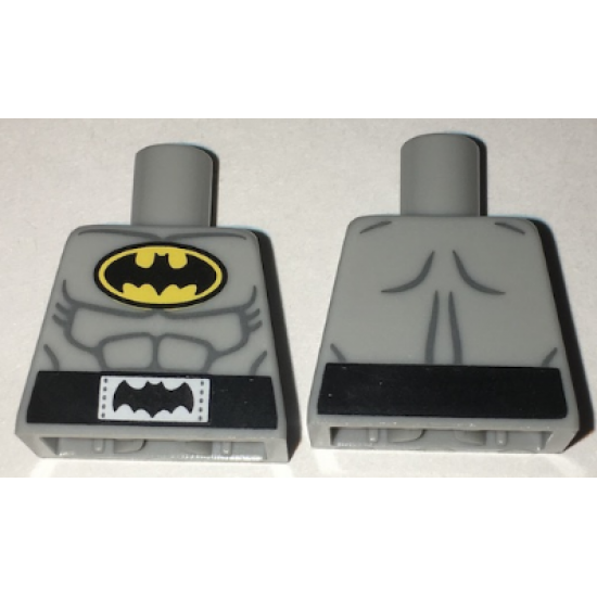 Torso Batman Logo in Yellow Oval with Muscles and Black Belt with Bat on Buckle Pattern