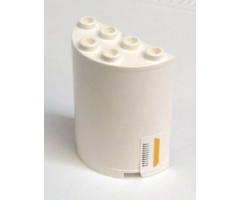 Cylinder Half 2 x 4 x 4 with Orange and Black Lines on Right Side Pattern (Sticker) - Set 7163