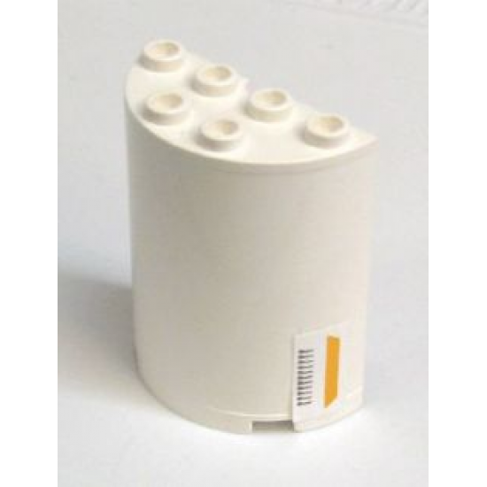 Cylinder Half 2 x 4 x 4 with Orange and Black Lines on Right Side Pattern (Sticker) - Set 7163
