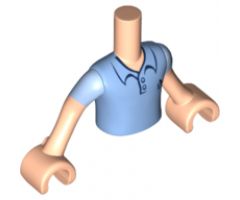 Mini Doll, Torso Friends Boy Bright Light Blue Polo Shirt, Dark Blue Sailboat Pattern, Light Nougat Arms with Hands with Bright Light Blue Short Sleeve