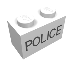 Brick 1 x 2 with Black 'POLICE' Pattern