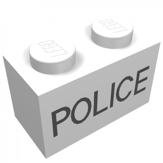 Brick 1 x 2 with Black 'POLICE' Pattern