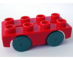 Duplo, Vehicle Car Base 2 x 4 with Dark Gray Wheels