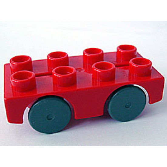 Duplo, Vehicle Car Base 2 x 4 with Dark Gray Wheels