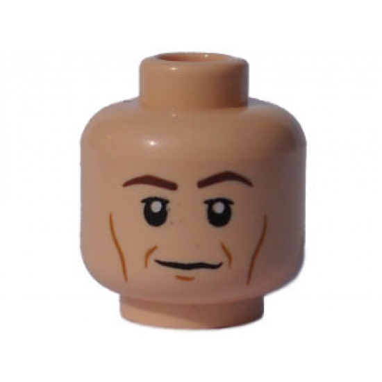 Minifigure, Head Male Vertical Cheek Lines, White Pupils Pattern (HP Stan Shunpike) - Blocked Open Stud