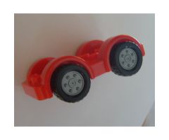 Duplo, Vehicle Car Base 2 x 6 with Four Black Tires and Flat Silver Wheels on Removable Axles