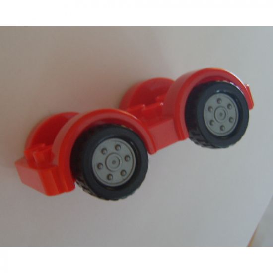 Duplo, Vehicle Car Base 2 x 6 with Four Black Tires and Flat Silver Wheels on Removable Axles