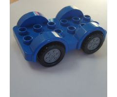 Duplo, Vehicle Car Base 2 x 6 with Four Black Tires and Flat Silver Wheels on Removable Axles