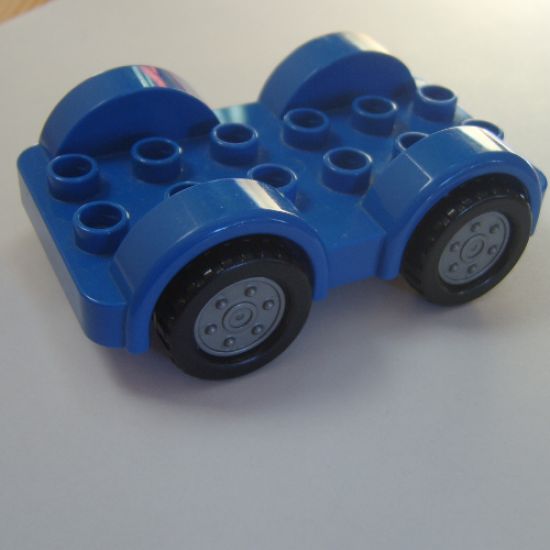 Duplo, Vehicle Car Base 2 x 6 with Four Black Tires and Flat Silver Wheels on Removable Axles