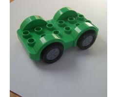 Duplo, Vehicle Car Base 2 x 6 with Four Black Tires and Flat Silver Wheels on Removable Axles