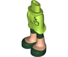 Mini Doll, Legs with Hips and Skirt Wrap, Dark Green Thorn Design, Light Nougat Legs with Dark Green Leggings and Shoes Pattern