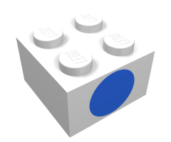 Brick 2 x 2 with Dot Blue on One Side Pattern