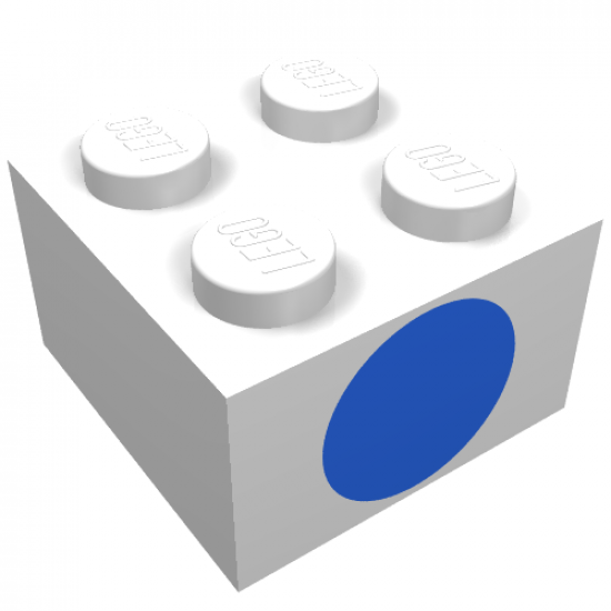 Brick 2 x 2 with Dot Blue on One Side Pattern