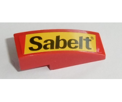 Slope, Curved 3 x 1 with Black 'Sabelt' on Yellow Background Pattern (Sticker) - Set 8143