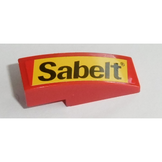 Slope, Curved 3 x 1 with Black 'Sabelt' on Yellow Background Pattern (Sticker) - Set 8143